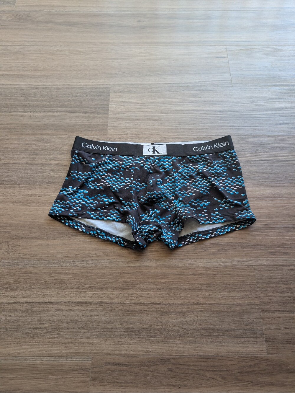 Calvin Klein Black Trunks with Blue Dot Print